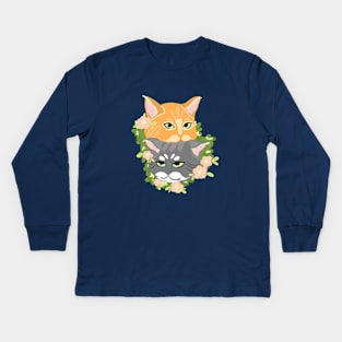 Playful and the unbothered cat Kids Long Sleeve T-Shirt